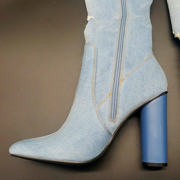 CAPE ROBBIN JEANS BOOTS 30INCHS LONG SIZE 8 1/2 COLOR BLUE JEANS FABRIC NEW - Picture 6 of 12